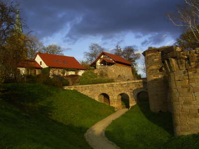 Burgruine Zugbrcke am Abend